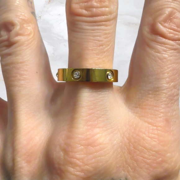 Gold-Tone Love Screw Motif Bangle Set with Matching Ring - Picture 5 of 8